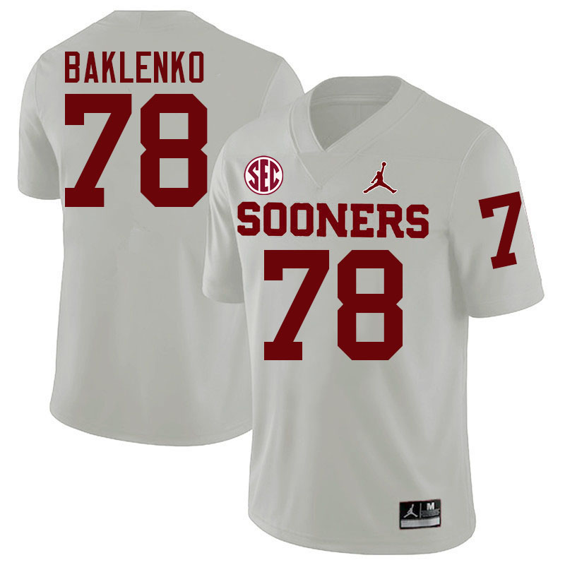 Oklahoma Sooners #78 Luke Baklenko College Football Jersey Stitched-White